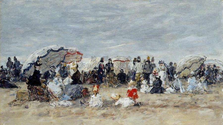Trouville, Beach Scene - 尤金·布丹